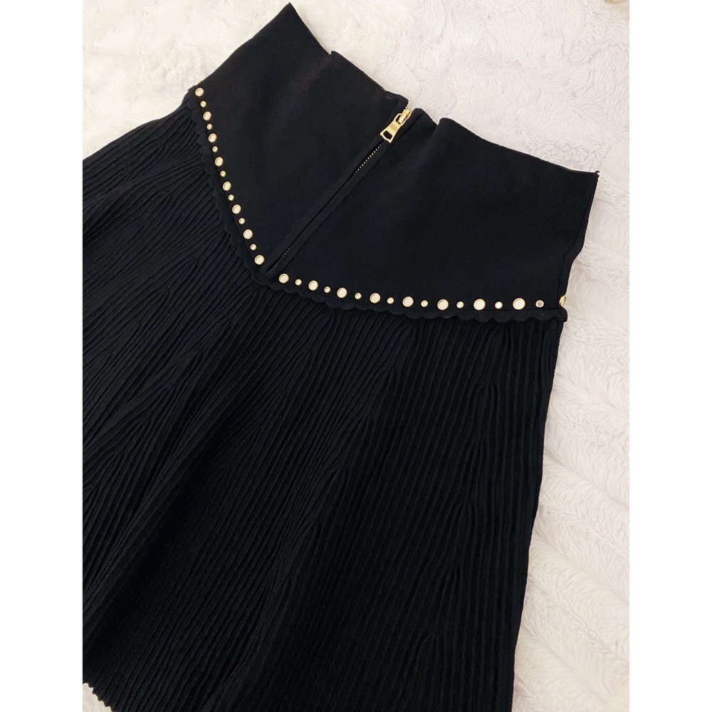 Sandro | Knit Skirt with Zipper & Stud Detail | 3 FR | Large